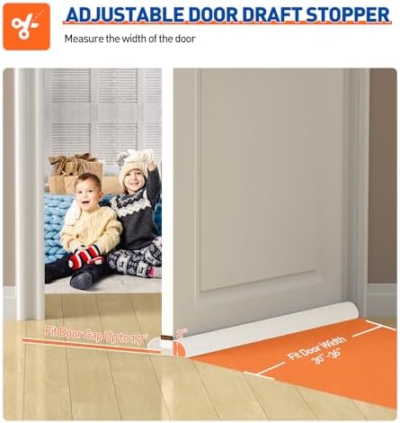 MAGZO Under Door Draft Stopper, 36 Inch Adjustable Door Gap Filler, White - Image 2