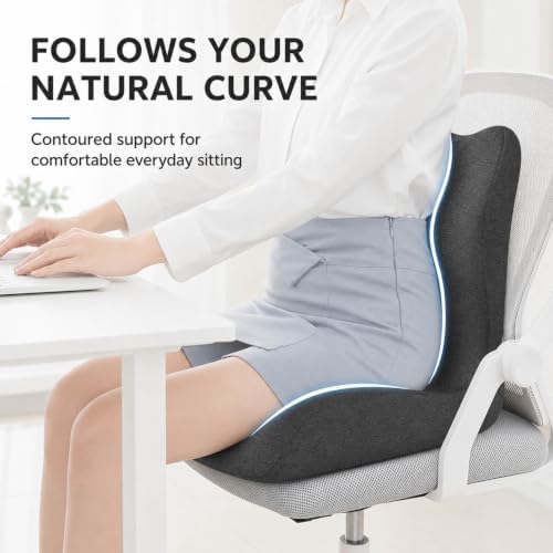 Orthopedic Cushion, Seat Cushion for Office Chair and Car, Ergonomic Memory Foam L-Shaped Integrated Seat Cushions, Lumbar Support & Tailbone Pain Relief for Office Chair (Pro-Double Gray) - Image 3