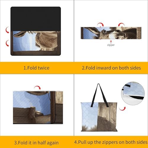 Funny Donkey Picnic Blanket 200x200cm, Foldable 2-in-1 Picnic Mat and Tote Bag Portable Waterproof Beach Mat Sandproof Outdoor Blanket for Park, Hiking, Beach, Camping, Travel - Image 4