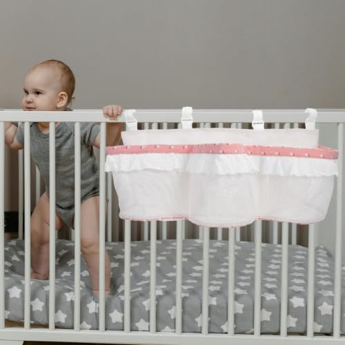 SHOWERORO Bedside Hanging Storage Organizer, Cotton Three Pocket Crib Bag - Image 6