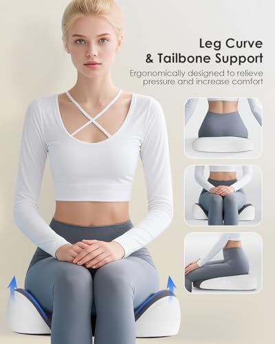 FLORICH Seat Cushion, Memory Foam Cushion for Office Chair, Ergonomic Office Seat Chair Cushion for Relieving Sciatica, Soft & Breathable Car Seat Cushion - Grey - Image 4