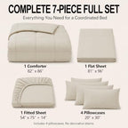 CozyLux Full Size Comforter Sets Beige - 7 Pieces Bed in a Bag - Image 2