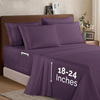 Elegant Comfort 1500 Premium Quality 6-Piece Bed Sheet Set - 18-24 Inch Extra Deep Pocket, Smart Storage Pockets, Wrinkle Free Ultra Soft 6PC Extra Deep Pocket Sheets, Full, Purple - Image 2