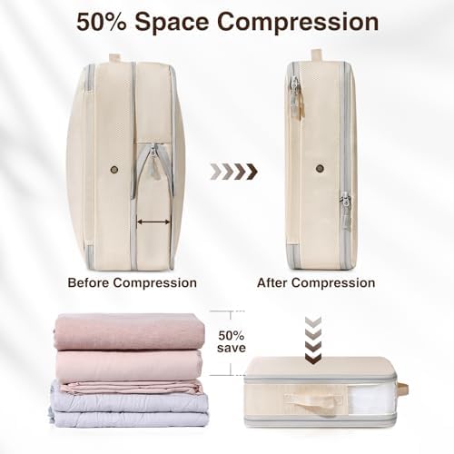 DIMJ Clothes Storage Bag 8 Pack, 19L Compression Storage Bags for Sweater, Closet, Sheet Storage Organizer with Window Handle, Compression Packing Cubes Space Saver Storage Bags with Zipper - Image 3