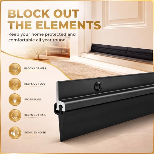 FoldTier 2 Pcs 36" Door Sweep Aluminum Vinyl Door Draft Stopper, Black - Image 5