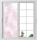 Window Privacy Film Frosted, Pink Botanical Static Cling Door Window Covering, Summer Palm Leaves Foliage Tropical UV Blocking Windows Film for Office, Hotel, Bedroom, 29.5 x 78.7 Inches by Unknown