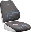 Upgrade Large Car Seat Cushion and Lumbar Support Pillow, Ergonomic Memory Foam Driving Seat Cushion for Back & Sciatica Pain Relief, Non-Slip Washable Seat Cushion for Car, Driver, Office-Gray by FLORICH
