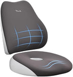 Upgrade Large Car Seat Cushion and Lumbar Support Pillow, Ergonomic Memory Foam Driving Seat Cushion for Back & Sciatica Pain Relief, Non-Slip Washable Seat Cushion for Car, Driver, Office-Gray by FLORICH