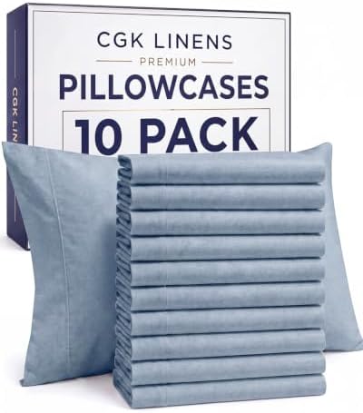 Queen Pillow Cases - 10 Pack Pillowcase Covers - 20" x 30" (Heathered Blue) by CGKUnlimited