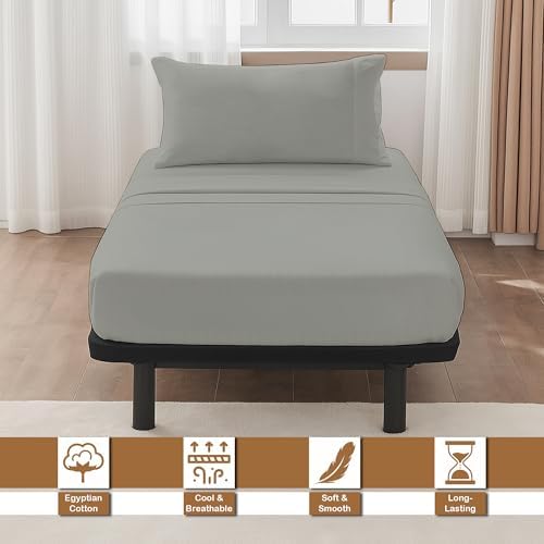 ARlinen 4 PCs Cot Sheets Sets 30" X 80", Egyptian Cotton Fitted Mattress Fits Upto 4"-8" Deep Perfect for Narrow Twin/RV Bunk/Guest Bed Replacement/Camping, Light Grey - Image 2