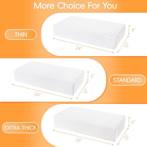 Cube Memory Foam Pillow for Side Sleepers (24"x12"x6" Extra Thick Pillow), Cervical Pillow for Neck and Shoulder Pain Relief, Neck Pillow, Bed Pillow with Washable Pillowcase, White - Image 6