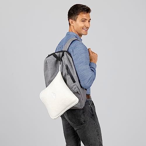 BlueHills Travel Blanket Pillows for Two Airplane Traveling Essentials Flight Throws in Bag case with Backpack Clip Compact Large Plane Accessories – Gray and Ivory White - Image 5