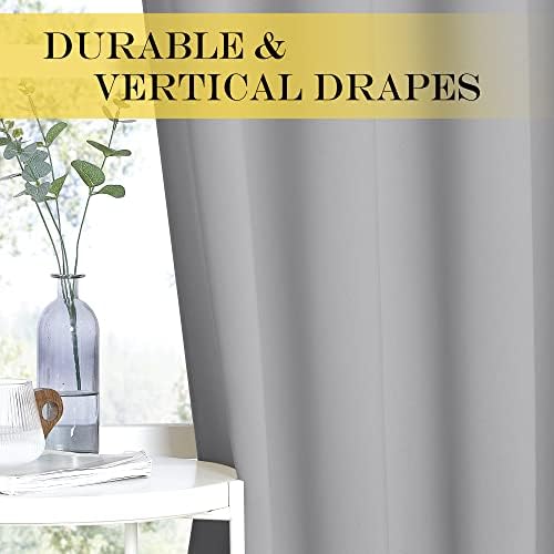 NICETOWN Patio Blackout Curtain Panels - Extra Wide Sliding Door Thermal Insulated Drape, Privacy Room Divider Curtain for Bedroom Office (Silver Grey, 66 x 118 Inch Long) - Image 4