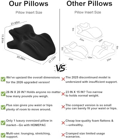 Memory Foam Couples Pillow, 27° Ergonomic Wedge, Black - Image 2