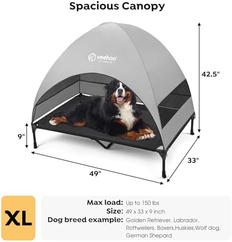 Veehoo Outdoor Dog Bed with Canopy, Cooling Elevated Dog Shade for Outside - Image 4