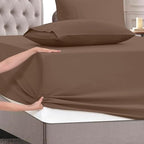 Mocassi Cal King Size 4-Piece Bed Sheet Set - 1800 Premium Hotel Quality Microfiber 18-24 Inches Extra Deep Pocket Fitted Sheet- Luxury Soft, Breathable, Wrinkle, and Fade Resistant, Taupe - Image 5