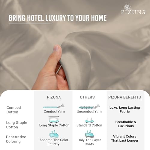 Pizuna 100% Cotton Twin XL Sheet Set 600 Thread Count Simply Taupe - Image 4