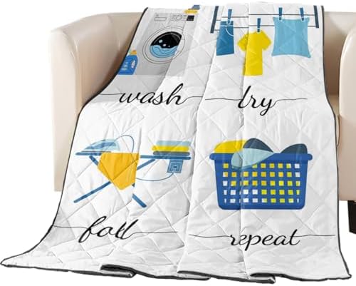Quilt Twin Size Laundry Wash Dry Fold Repeat Luxury Quilted Comforter Soft Lightweight Bedspread Coverlet Reversible Stitched Bed Comforter for All Season 64x88 Inch by Futuregrace