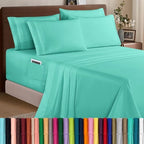 Elegant Comfort 1500 Premium Quality 6-Piece Bed Sheet Set - 18-24 Inch Extra Deep Pocket, Smart Storage Pockets, Wrinkle Free Ultra Soft 6PC Extra Deep Pocket Sheets, Queen, Paradise Teal by ELEGANTCOMFORT