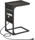 TUTOTAK C Shaped End Table with Charging Station, Side Table for Sofa by ChoosetutotakFurnitureBuildYourCozyHome