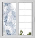 Window Privacy Film Frosted, Navy Blue Botanical Static Cling Door Window Covering, Summer Palm Leaves Foliage Tropical UV Blocking Windows Film for Office, Hotel, Bedroom, 29.5 x 78.7 Inches by Unknown