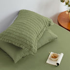 Seersucker Sage Green Queen Comforter Set, 7-Piece Bed in a Bag - Image 6