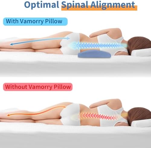 Lumbar Support Pillow for Bed Relief Lower Back Pain with Cooling Gel: Sciatica Lower Back Pillow for Sleeping-Memory Foam Waist Pillow for Side/Back/Stomach Sleepers-Bed Rest Pillow for Car, Sofa - Image 2