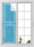 Window Privacy Film Frosted, Azure Blue Botanical Reusable Static Cling Window Tints, Vintage Florals Geometric Minimalist Heat Control Windows Films for Offices, Balcony, 29.5 x 118 Inches by Unknown