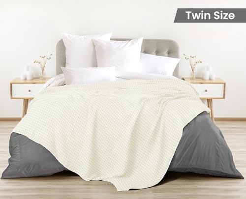 Utopia Bedding 100% Cotton Waffle Blanket Twin Size Ivory, 90x72 Inch - Image 3