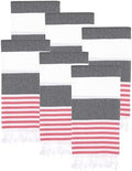 Turkish Beach Towels Set of 6 | Oversized, Quick Dry, Sand Free | 100% Cotton, Large 38x71 Towels for Beach, Pool, Travel | Ultra-Soft, Compact, and Absorbent | Black/Red by PADISHAHHOME