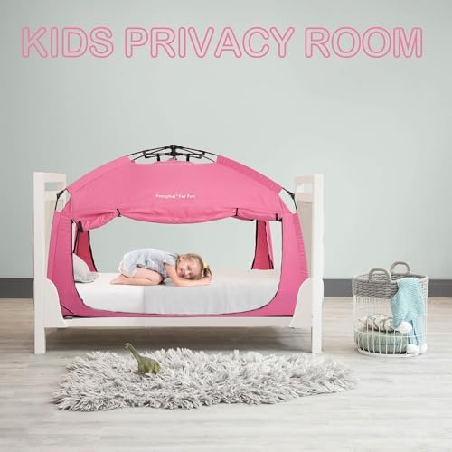 Indoor Instant Privacy Bed Tent for Sleeping,Quick Set-up Bed Canopies,Portable Bed Drapes with Large Space and 3 Doors (Pink, Twin) - Image 2