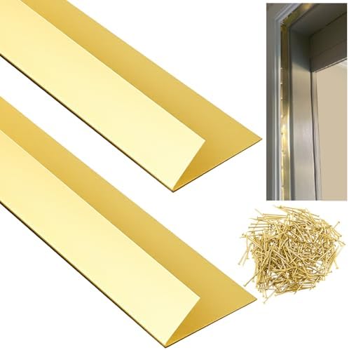 Zonon 2 Pcs 45/64" W x 3' L Spring Bronze Weather Stripping Metal Brass Weather Strip Copper Weatherstripping for Exterior Old Door or Window Seal with Mounting Nails(V Shape) by Zonon