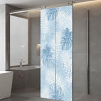 Window Privacy Film Frosted, Sky Blue Palm Trees Tropical Static Cling Door Window Covering, Summer Beach Botanical UV Blocking Windows Film for Office, Hotel, Bedroom, 29.5 x 78.7 Inches - Image 5