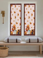Window Privacy Film Frosted, Thanksgiving Fall Reusable Static Cling Window Tints, Pink Turkey Pumpkin Flowers Stripe Rustic Heat Control Windows Films for Offices, Balcony, 29.5 x 118 Inches - Image 5