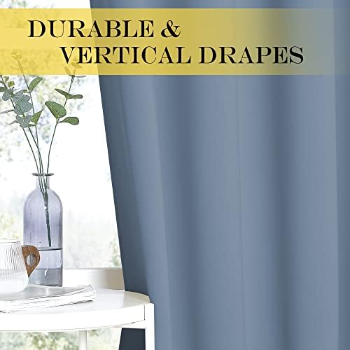 NICETOWN Blackout Sliding Glass Door Curtains, Room Darkening Thermal Insulated Curtains for Living Room Bedroom, Extra Wide Window Drapes, 1 Panel, W80 x L118, Stone Blue - Image 4