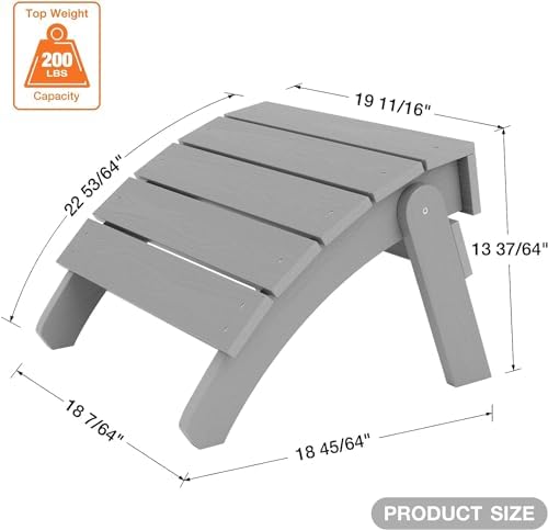 YEFU Folding Adirondack Ottoman Outdoor Set of 4, Grey - Image 5