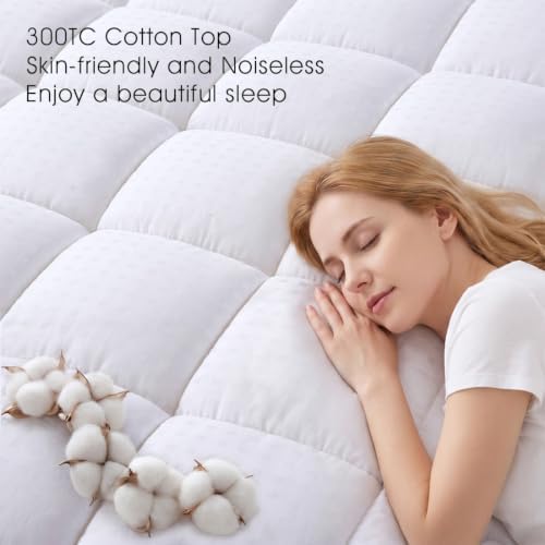 EASELAND Twin XL Mattress Pad Cotton Pillow Top Mattress Topper White - Image 4