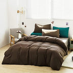 Luxlovery Brown Comforter Set Queen Mocha Brown Bedding Comforter Set Chocolate Color Solid Soft Breathable Blanket Quilts Chestnut Bedding Set for Women Men Queen - Image 2