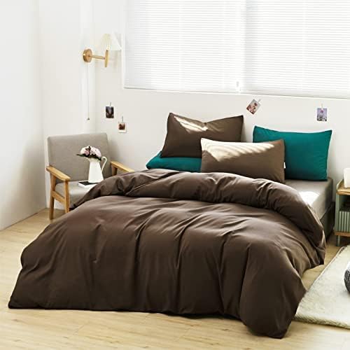 Luxlovery Brown Comforter Set Queen Mocha Brown Bedding Comforter Set Chocolate Color Solid Soft Breathable Blanket Quilts Chestnut Bedding Set for Women Men Queen - Image 2