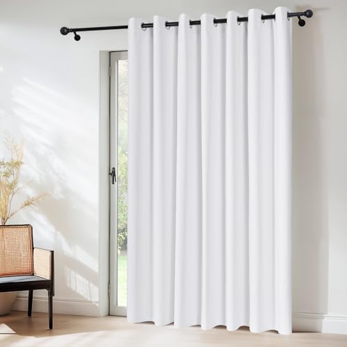 NICETOWN 100% Blackout Curtains & Drapes - Total Privacy Thermal Efficiency Backdrop for Bedroom Room Divider Vertical Blind Living Room Patio Sliding Glass Door, Wide 100 x Long 84 inch, Pure White by NICETOWN