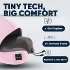 Bluetooth Music Semicircular Neck Pillow with Hood Wireless Bluetooth Speaker Suitable Airplane,Car,Office,and Outdoor Camping for Sleeping, Resting The Best Travel Essentials. (Pink) - Image 6
