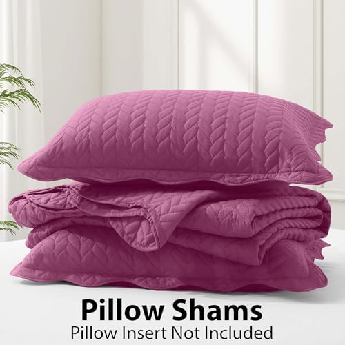 Twin Quilt Set Bedspread Coverlet Microfiber Bedding Leaf Purple 68x86 - Image 3