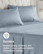 King Standard Pillow Cases - 6 Pack Pillowcases, 20" x 36" - Heathered Blue - Image 4
