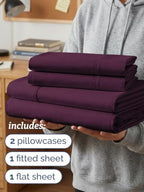 Twin XL 4 Piece Sheet Set - College Dorm Room Essentials - Deep Purple - Image 3