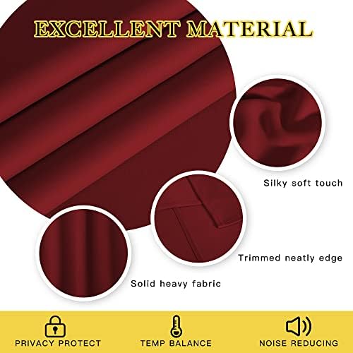 NICETOWN Blackout Curtains 63 inches Long for Living Room Bedroom, Grommet Thermal Insulated Room Divider Drape Window Treatment for Sliding Patio Door, W100 x L63, 1 Panel, Burgundy Red - Image 2
