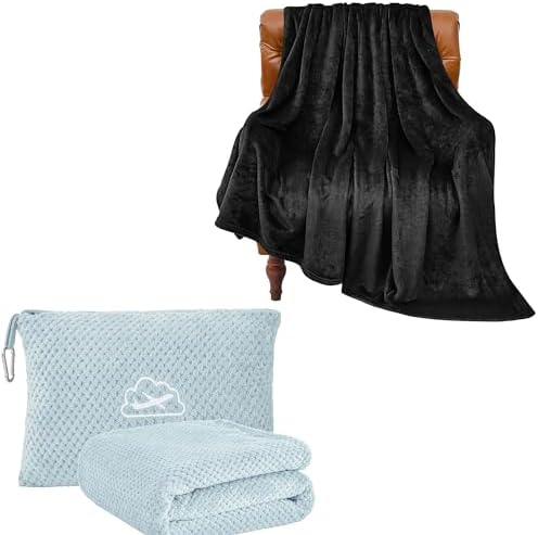 BEDELITE Fleece Blanket 50x60Inches & Travel Pillow Blanket by BEDELITE