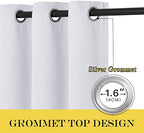 NICETOWN Grommet Top Thermal Insulated Solid Room Darkening Curtain / Drape for Sliding Door, Patio Door Curtain Panel (One Panel,W100" x L84", Greyish White) - Image 3