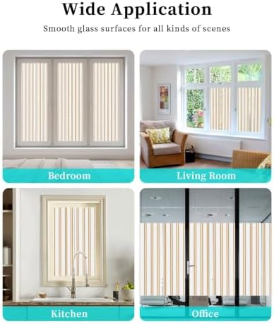 Window Privacy Film Frosted, Yellow Stripes Reusable Static Cling Window Tints, Modern Minimalist Vertical Lines Heat Control Windows Films for Offices, Balcony, 29.5 x 118 Inches - Image 7