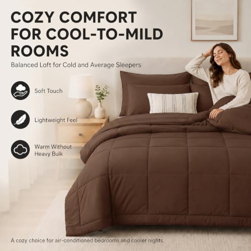 CozyLux Oversized Queen Comforter Set Brown - 7 Pieces Bed in a Bag - Image 4