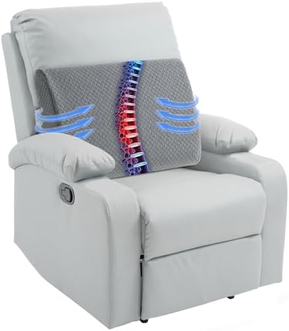 HOMBYS Lumbar Support Pillow for Recliner Chair, Memory Foam Back Support Cushion for Elderly,Extra Large Lumbar Support Pillow,Thick Backrest for Home Reading (Grey, 20“x13.5"x5") by HOMBYS